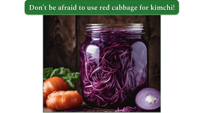 a mason jar full of kimchi made from red cabbage