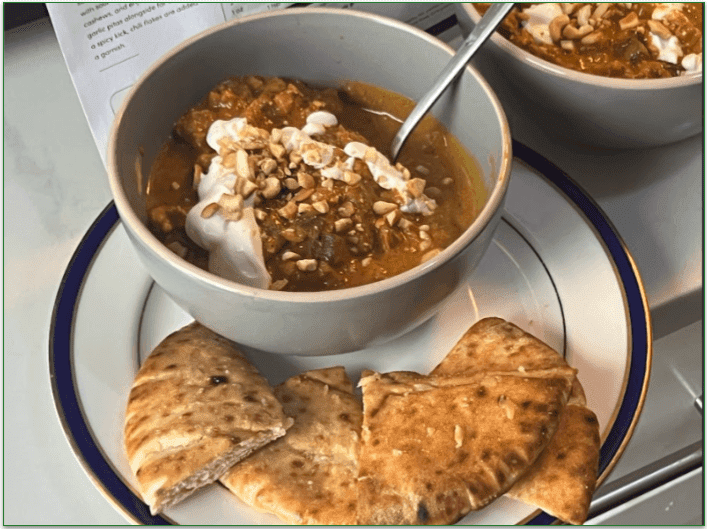 The roasted cashews upgrade the texture