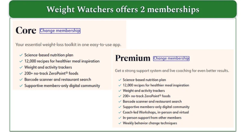 WeightWatchers's 2 memberships