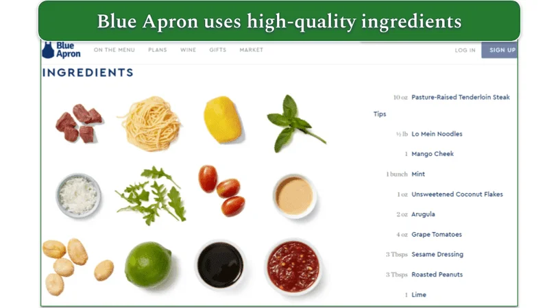 Ingredients of a Blue Apron recipe