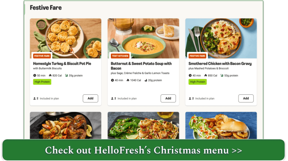 a screenshot of blue apron's seasonal holiday boxes