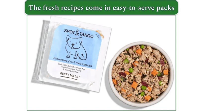 Image of Spot & Tango's Beef + Millet recipe in a bowl