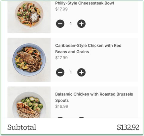 Screenshot of Territory Foods Shopping Cart