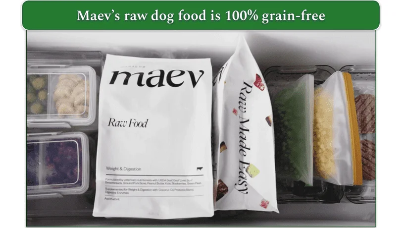 Image of a Maev meal in the freezer