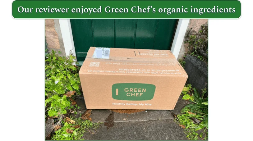 Green Chef box outside of a door