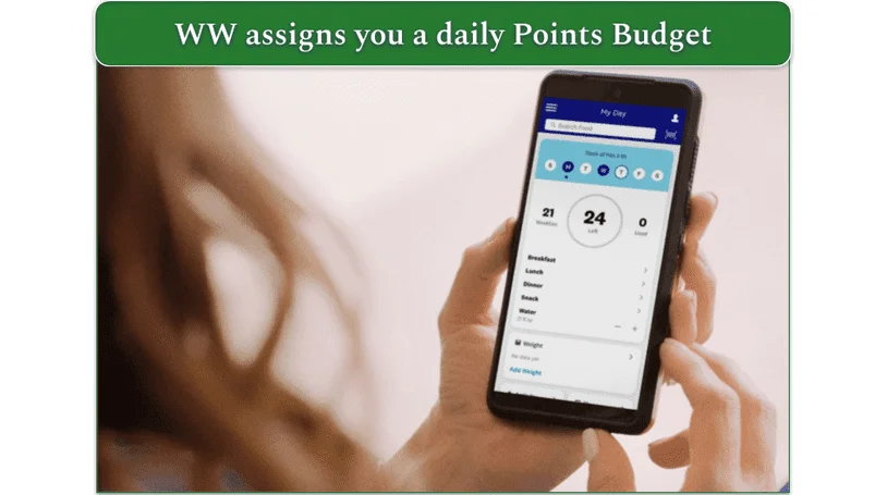 Screenshot of the WW's app