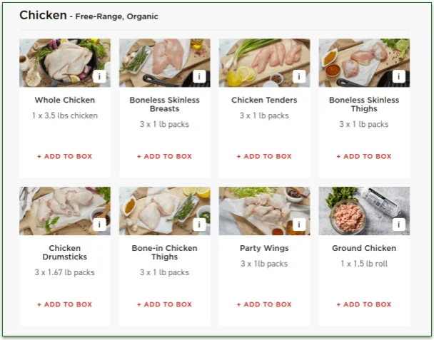 ButcherBox's Chicken menu