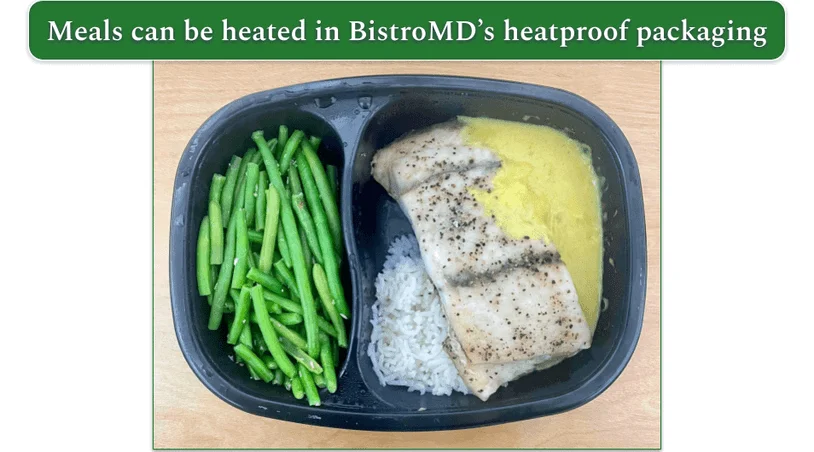 BistroMD Barramundi seabass with sweet coconut pineapple sauce ready to heat up