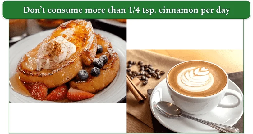 Cinnamon toast and a cinnamon latte images side by side