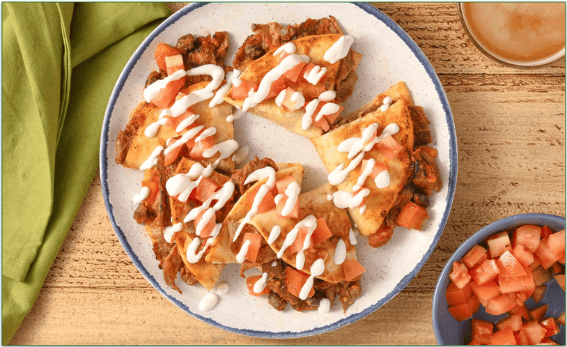 Home Chef's Sliced Beef Chile Cheese Quesadillas