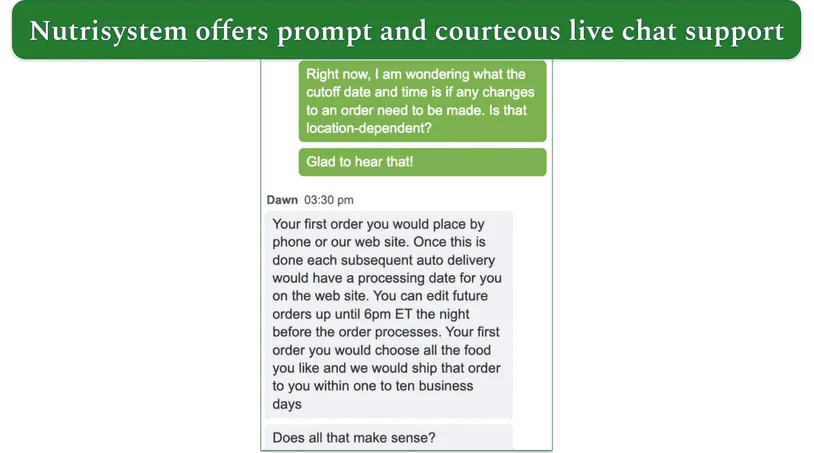 nutrisystem, live chat support