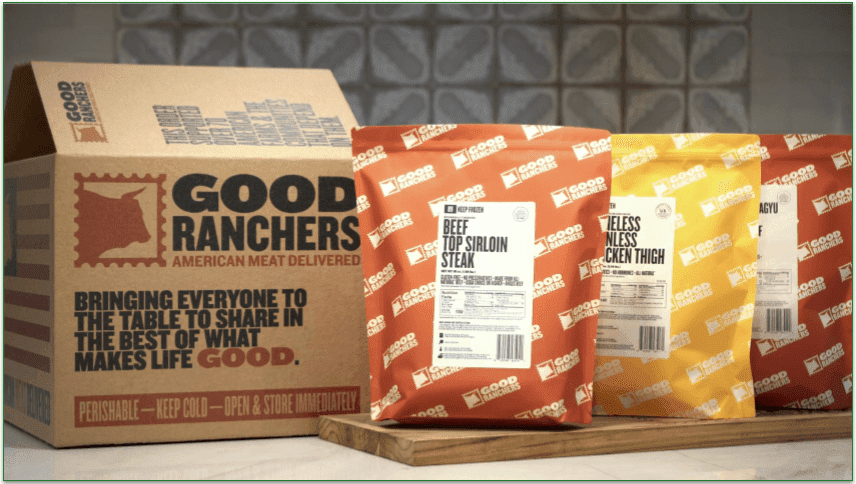 A Good Ranchers delivery box and labeled packs of meat