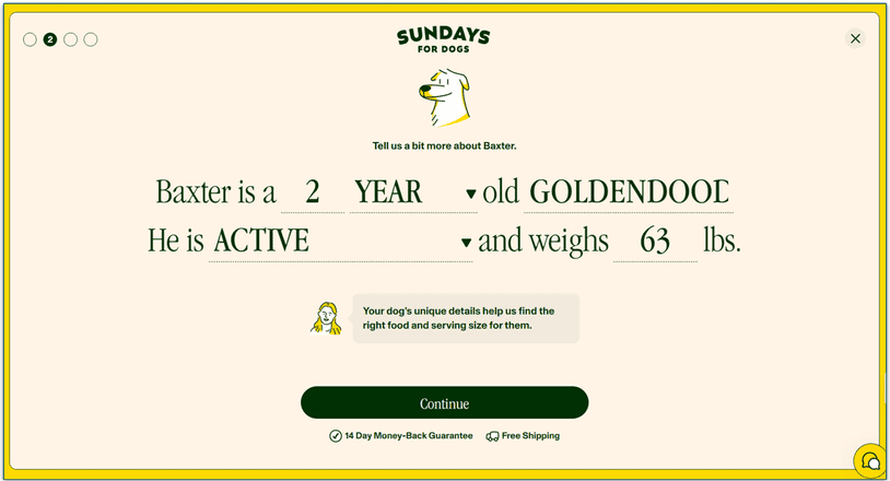Sundays for Dogs' signup page