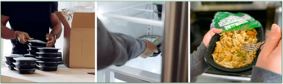 a screenshot of flexpro meals' delivery box and individual packages