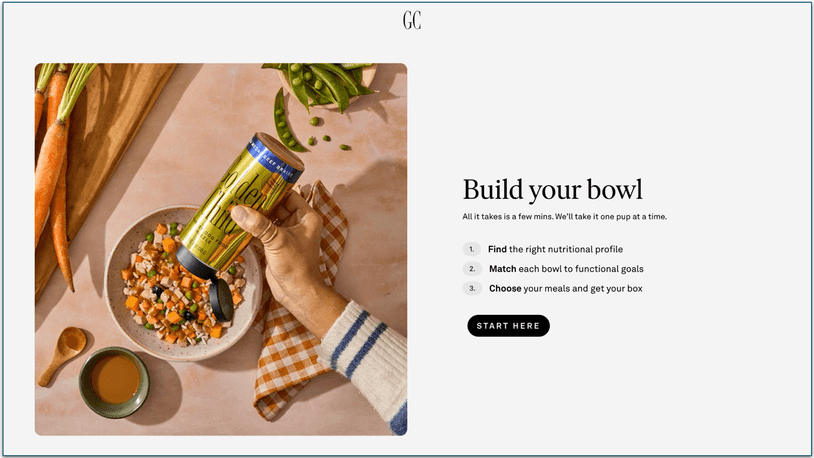 screenshot of golden child's first page of the quiz with a start now button