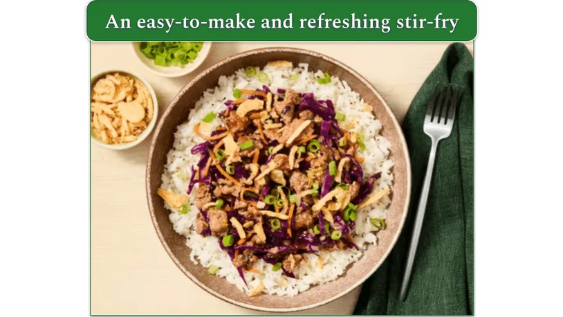 Sweet Chili Pork & Cabbage Stir-Fry as presented on HelloFresh