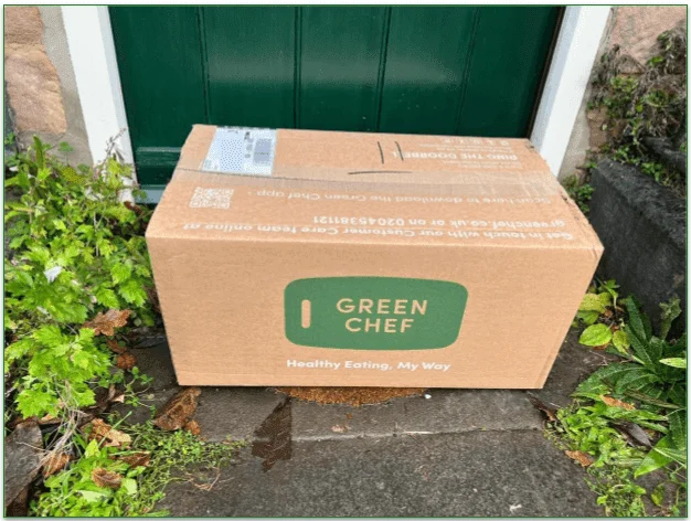 Green Chef box outside of a door