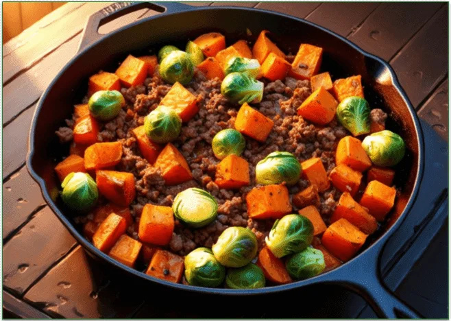 Freshly cooked  Ground Beef and Sweet Potato Skillet