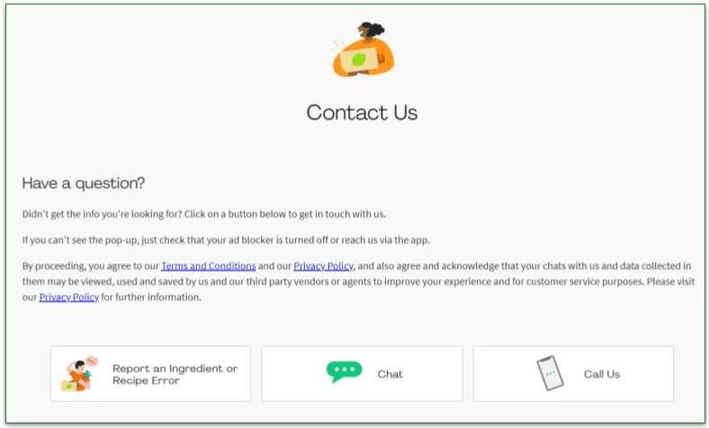 Screenshot of the Contact Us page.