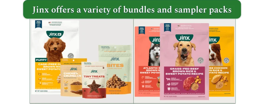 Jinx puppy bundle and grain free sampler packs