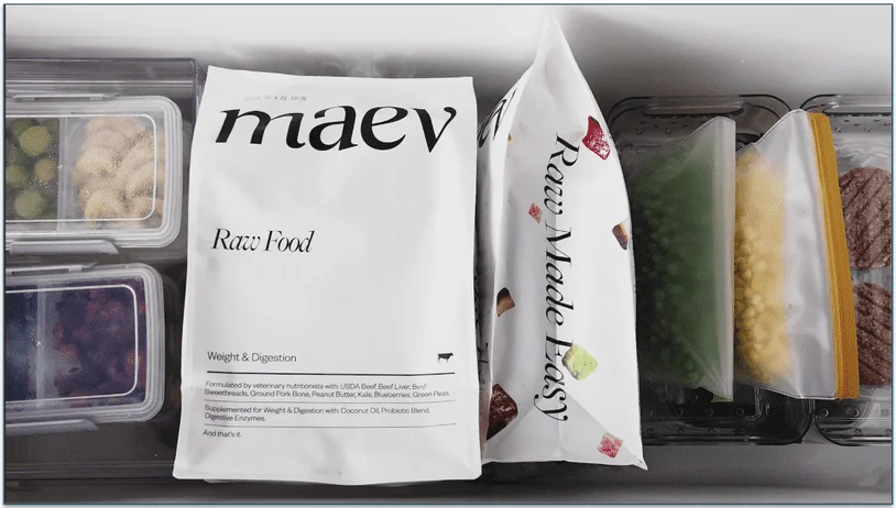 Maev meals arrive frozen, so store them in the freezer