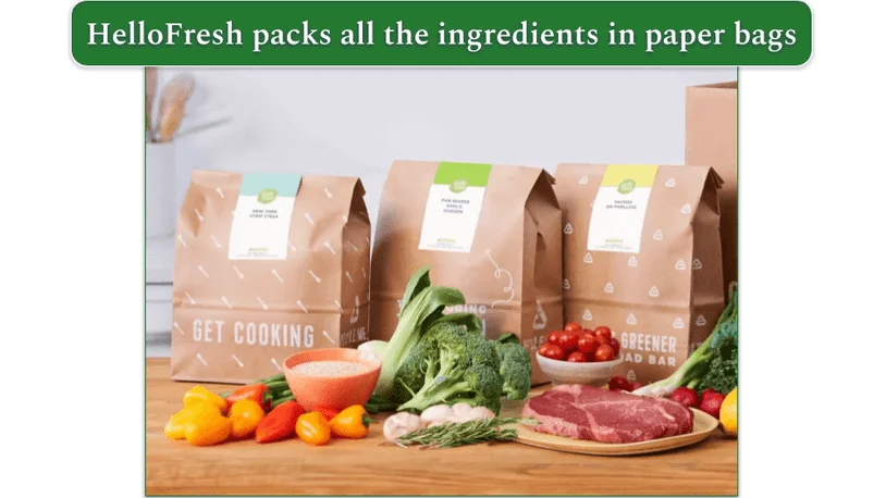 HelloFresh's ingredients in paper bags