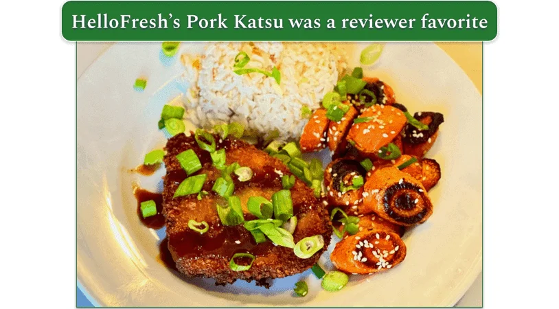 HelloFresh's Pork Katsu with rice and scallions