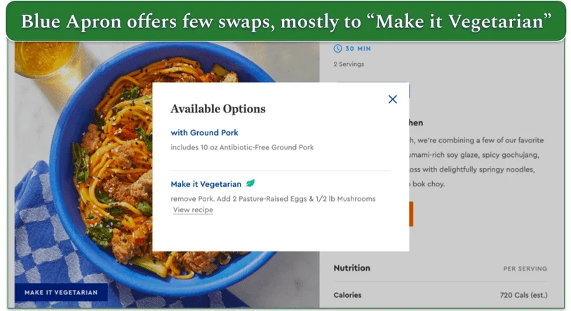 Blue Apron's "Make it Vegetarian" option