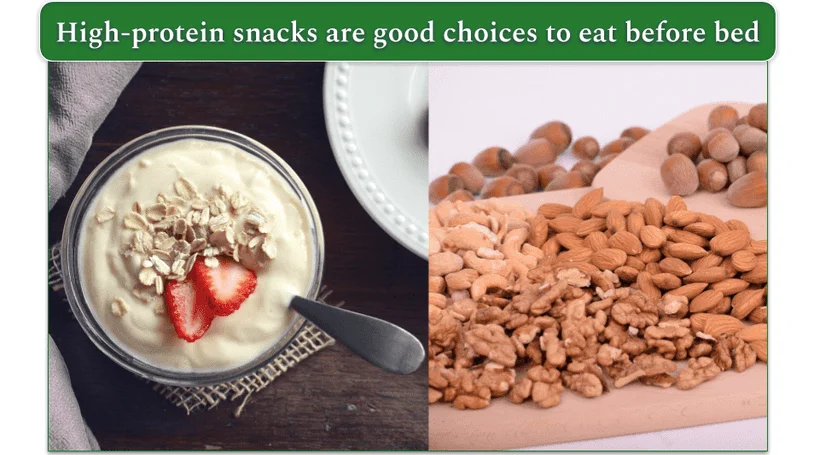 Greek yogurt with oats and a variety of nuts