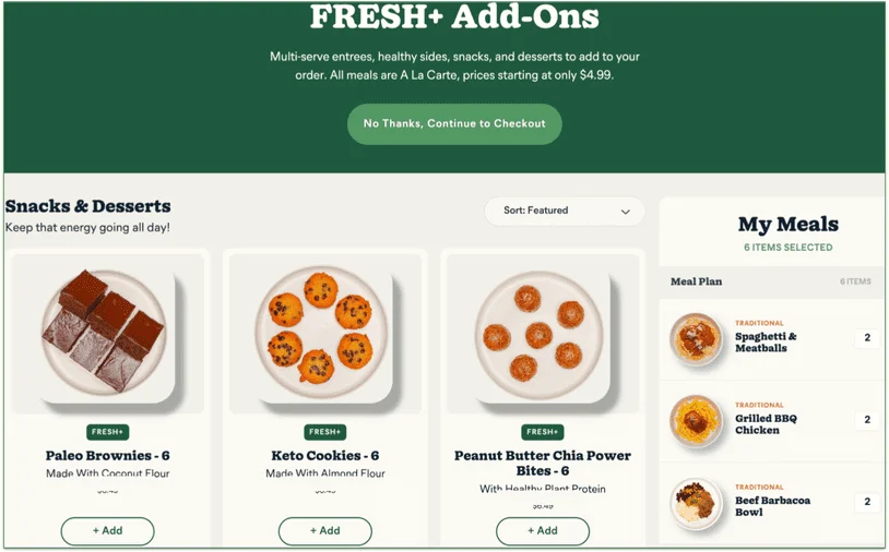 fresh meal plan, add-ons