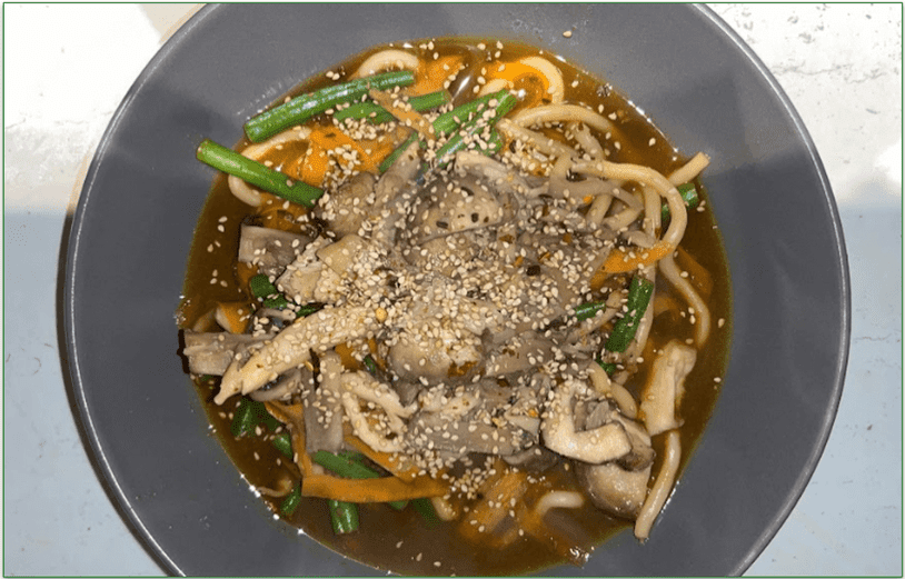 Photo of Green Chef's Miso Mushroom and Udon Noodle Soup served in a bowl