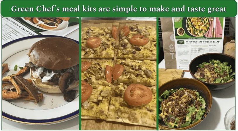 Three Green Chef meals depicted side-by-side