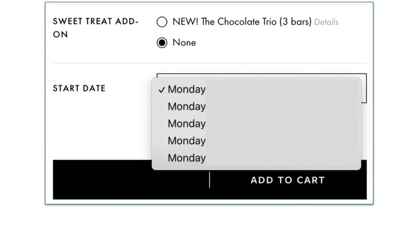 a screenshot of sakara's delivery date selection tool