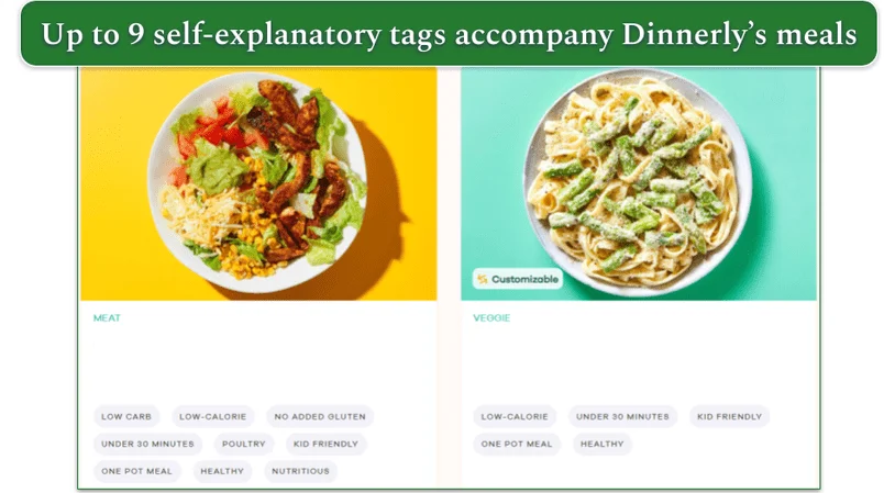 Dinnerly's meals accompanied with self-explanatory tags