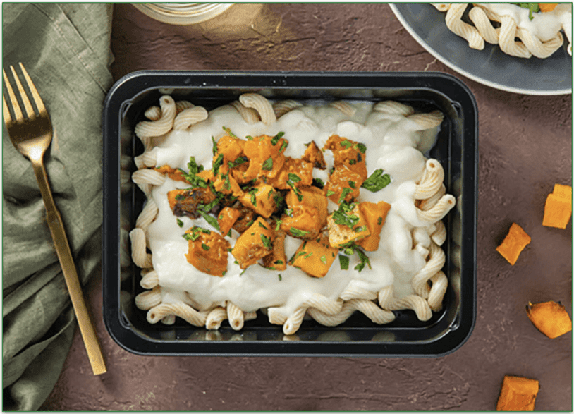 Purple Carrot's Mac N' Cheese with Cauliflower Cream & Herb Roasted Butternut Squash