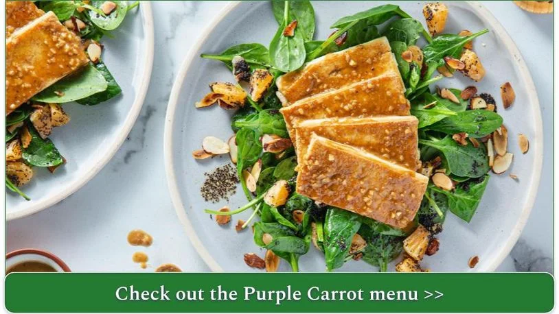 Purple Carrot's Hoisin Tofu Steaks with Sticky Rice and Spinach Poppy Seed Salad