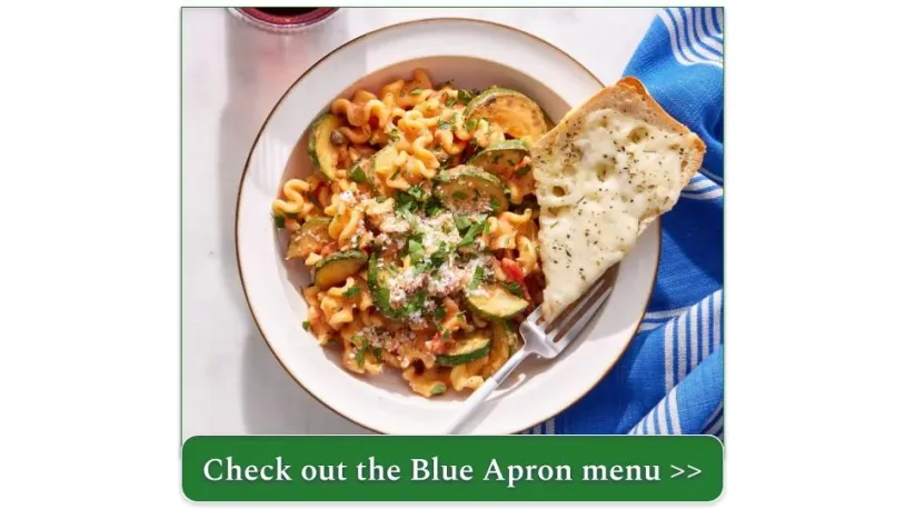 Blue Apron's Mafalda Pasta in Creamy Tomato Sauce with Cheesy Bread