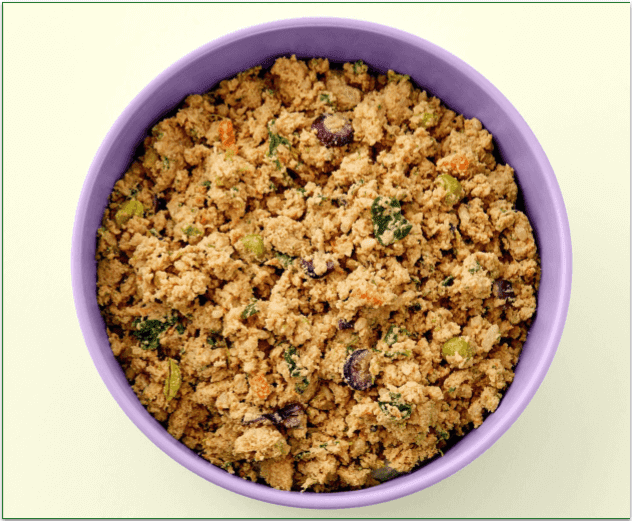 Ollie's fresh chicken meal in a purple bowl