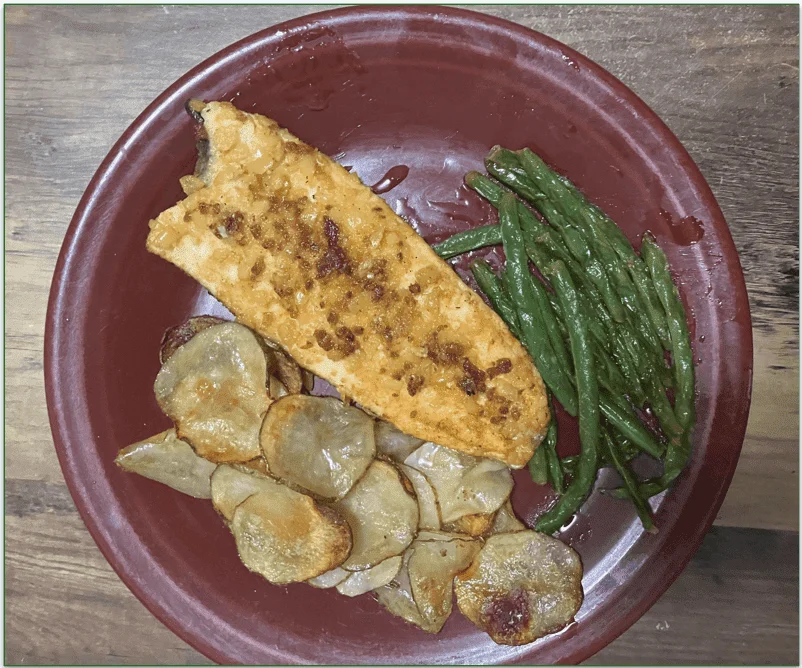 Home Chef’s Trout with Panko & Bacon with Green Beans & Roasted Potatoes