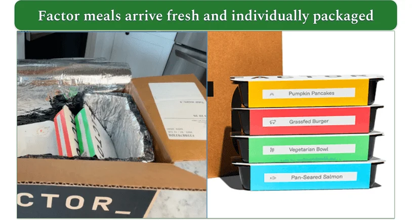 screenshot of Factor's delivered meals