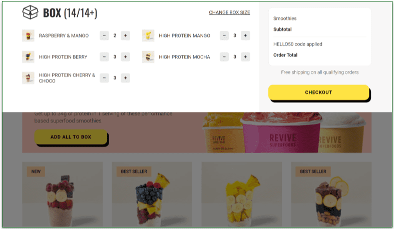 The checkout page for Revive Superfoods