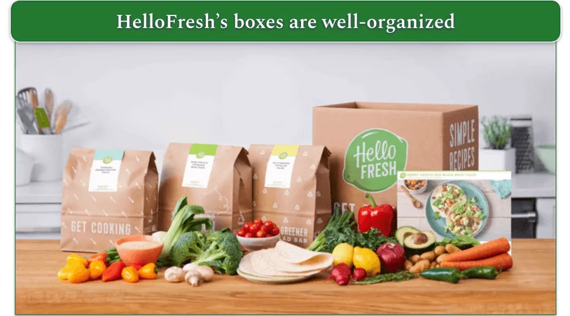 HelloFresh's boxes are well-organized