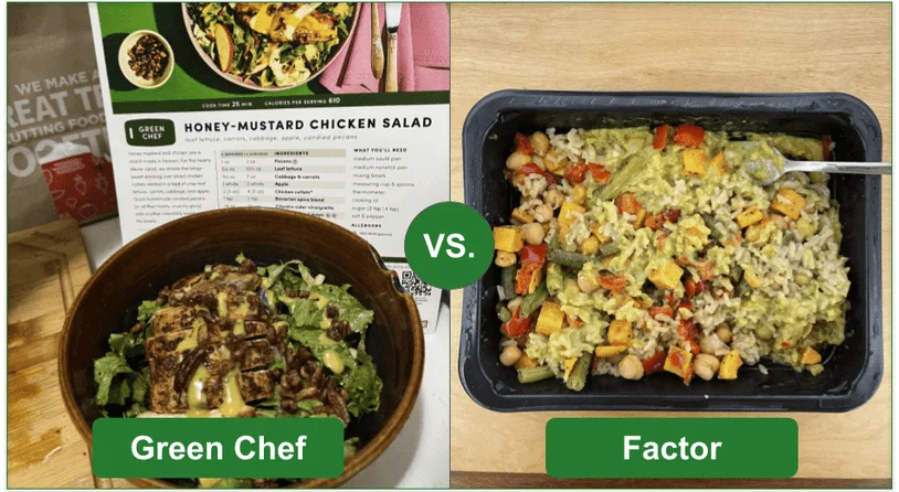 A comparison of meals from Green Chef and Factor