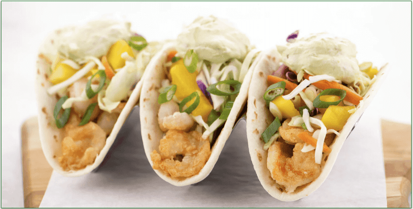 A shrimp taco dish that can be made with a Home Chef meal kit.