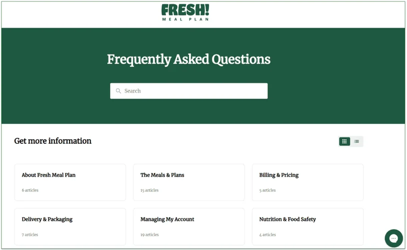 Fresh Meal Plan's FAQ page