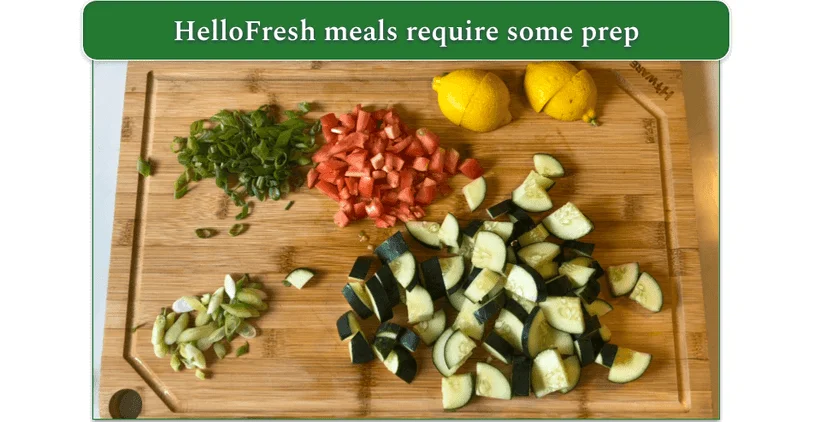 Chopped vegetables on a cutting board