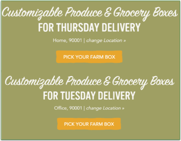 Farm Fresh to You's delivery days for Los Angeles