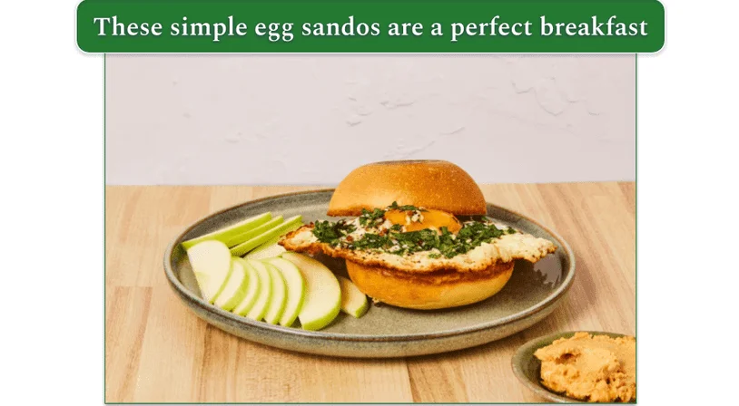 Herby Feta Egg Sandos with Apple Slices & Peanut Butter Crème Fraîche from HelloFresh