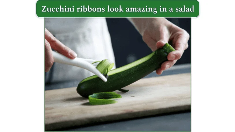 Image of a zucchini sliced into ribbons