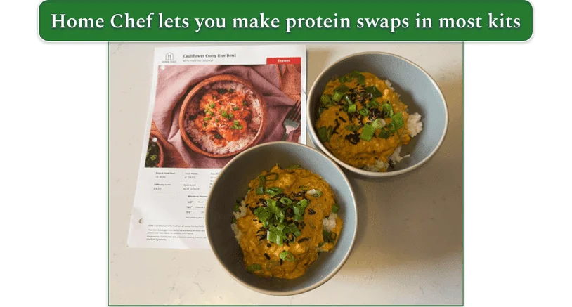 2 bowls of Home Chef’s Cauliflower Curry Rice Bowl